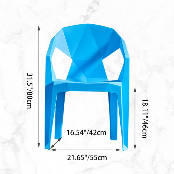 Contemporary Geometric Angular Diamond Form Plastic Stackable Dining Chair Backrest For Dining Room - Image 3