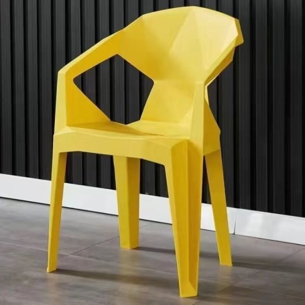 Contemporary Geometric Angular Diamond Form Plastic Stackable Dining Chair Backrest For Dining Room - Image 10