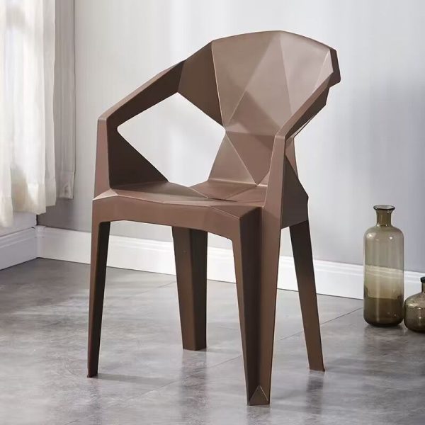 Contemporary Geometric Angular Diamond Form Plastic Stackable Dining Chair Backrest For Dining Room - Image 11