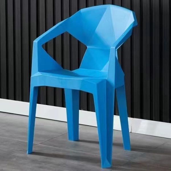 Contemporary Geometric Angular Diamond Form Plastic Stackable Dining Chair Backrest For Dining Room - Image 12