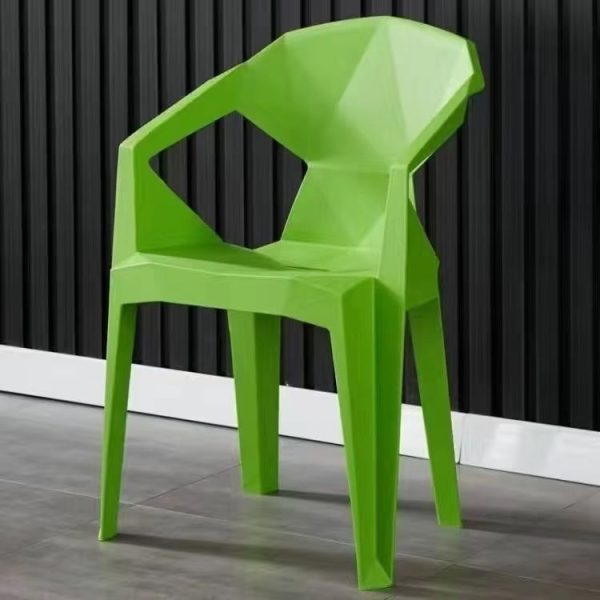 Contemporary Geometric Angular Diamond Form Plastic Stackable Dining Chair Backrest For Dining Room - Image 13