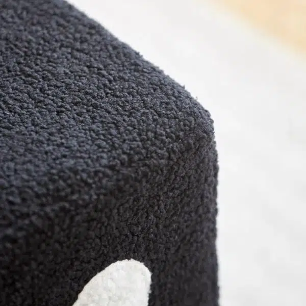 Contemporary Creative Dice Cube Lamb Fleece Solid Wood Frame Low Stool For Living Room - Image 7