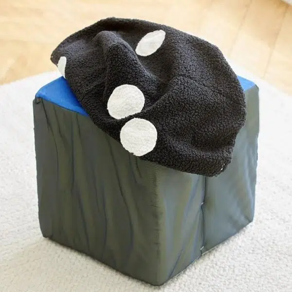 Contemporary Creative Dice Cube Lamb Fleece Solid Wood Frame Low Stool For Living Room - Image 8
