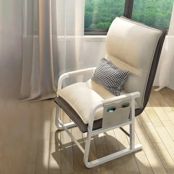 Contemporary Nordic Double-Layer Tech Fabric Upholstered Desk Chair Adjustable Backrest Armrest For Home Office - Image 19