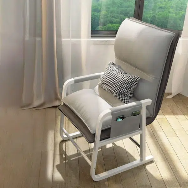 Contemporary Nordic Double-Layer Tech Fabric Upholstered Desk Chair Adjustable Backrest Armrest For Home Office - Image 20