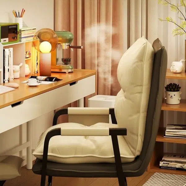 Contemporary Nordic Double-Layer Tech Fabric Upholstered Desk Chair Adjustable Backrest Armrest For Home Office - Image 5