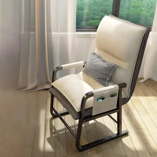 Contemporary Nordic Double-Layer Tech Fabric Upholstered Desk Chair Adjustable Backrest Armrest For Home Office - Image 11