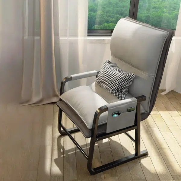 Contemporary Nordic Double-Layer Tech Fabric Upholstered Desk Chair Adjustable Backrest Armrest For Home Office - Image 12