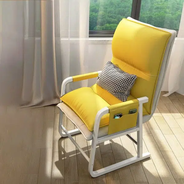 Contemporary Nordic Double-Layer Tech Fabric Upholstered Desk Chair Adjustable Backrest Armrest For Home Office - Image 15