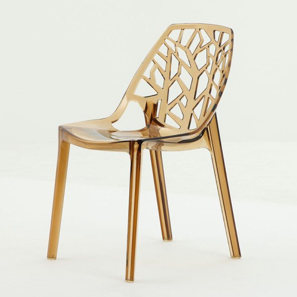 Contemporary Nordic Curved Plastic Dining Chair Openwork Backrest For Dining Room - Image 6