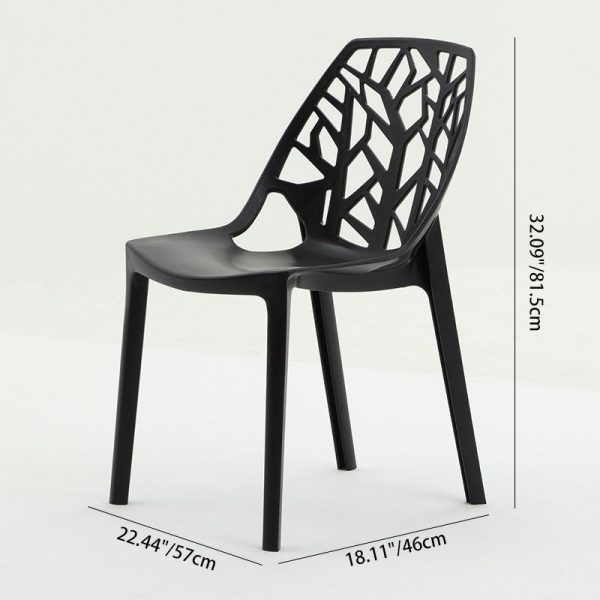 Contemporary Nordic Curved Plastic Dining Chair Openwork Backrest For Dining Room - Image 3