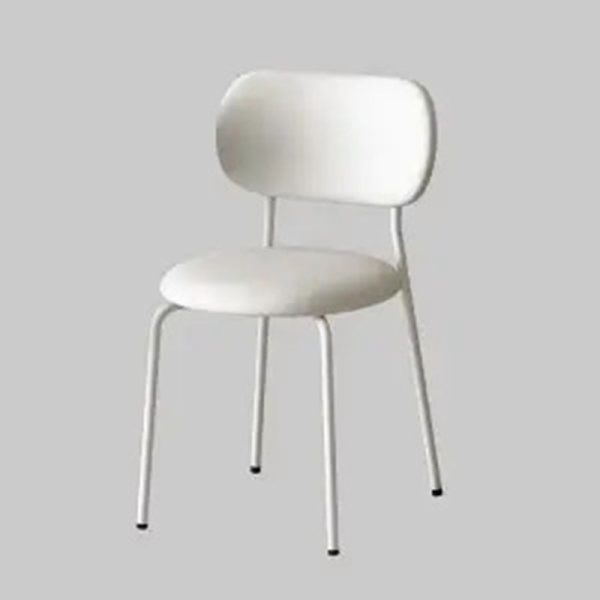 Contemporary Scandinavian Round Leather Iron Legs Stackable Dining Chair Backrest For Dining Room - Image 14