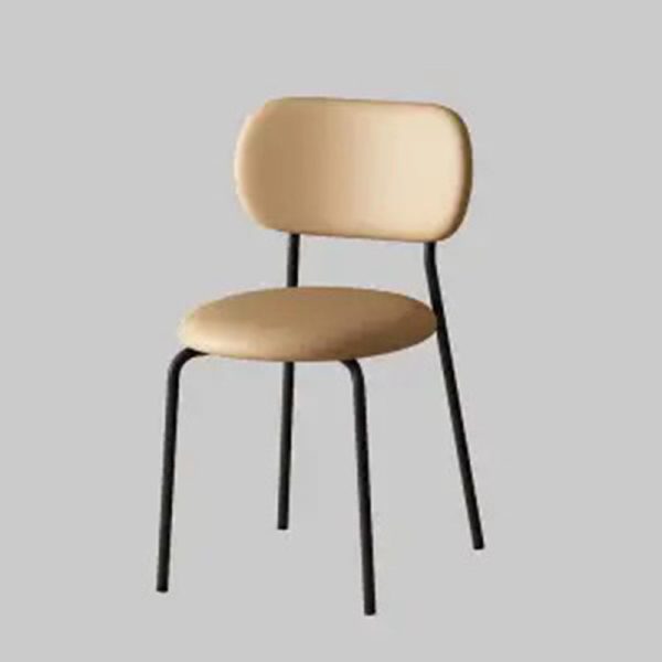 Contemporary Scandinavian Round Leather Iron Legs Stackable Dining Chair Backrest For Dining Room - Image 24