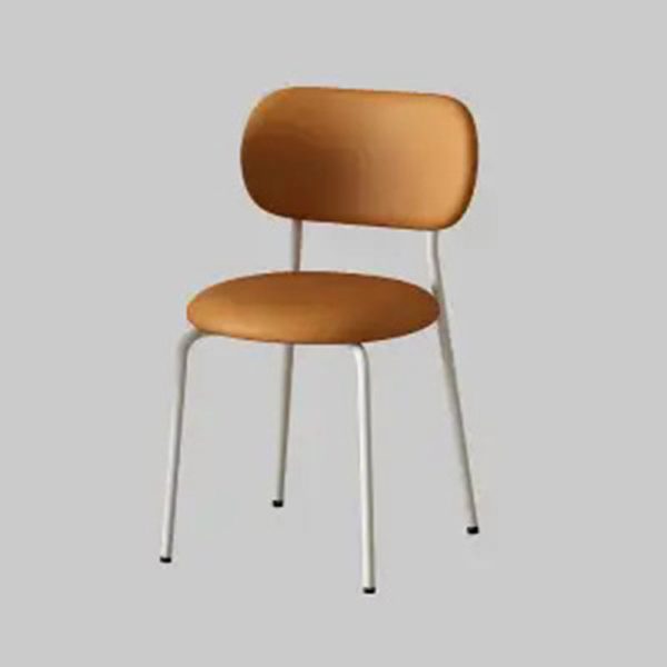 Contemporary Scandinavian Round Leather Iron Legs Stackable Dining Chair Backrest For Dining Room - Image 25