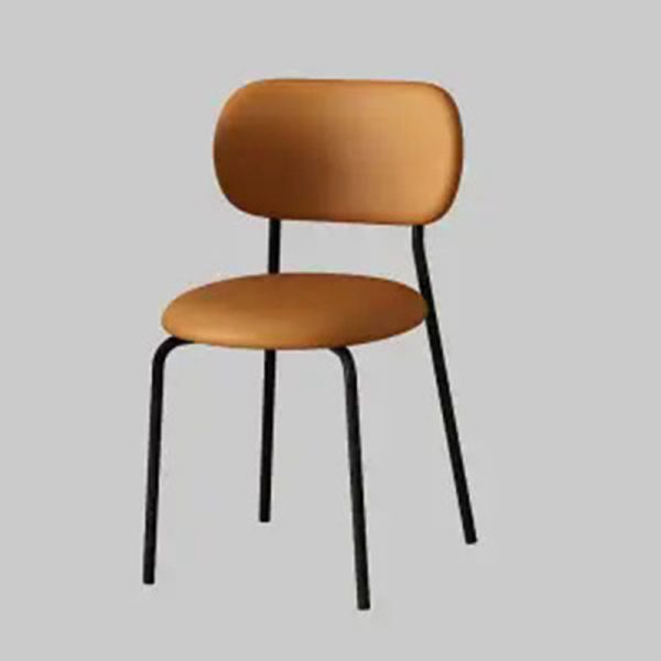 Contemporary Scandinavian Round Leather Iron Legs Stackable Dining Chair Backrest For Dining Room - Image 21