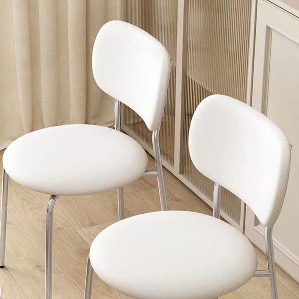 Contemporary Scandinavian Round Leather Iron Legs Stackable Dining Chair Backrest For Dining Room - Image 7