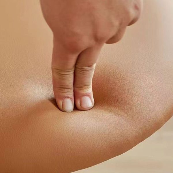 Contemporary Scandinavian Round Leather Iron Legs Stackable Dining Chair Backrest For Dining Room - Image 4