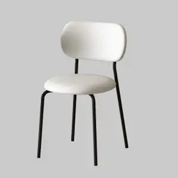 Contemporary Scandinavian Round Leather Iron Legs Stackable Dining Chair Backrest For Dining Room - Image 15
