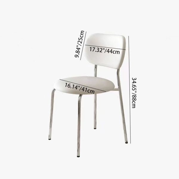 Contemporary Scandinavian Round Leather Iron Legs Stackable Dining Chair Backrest For Dining Room - Image 3