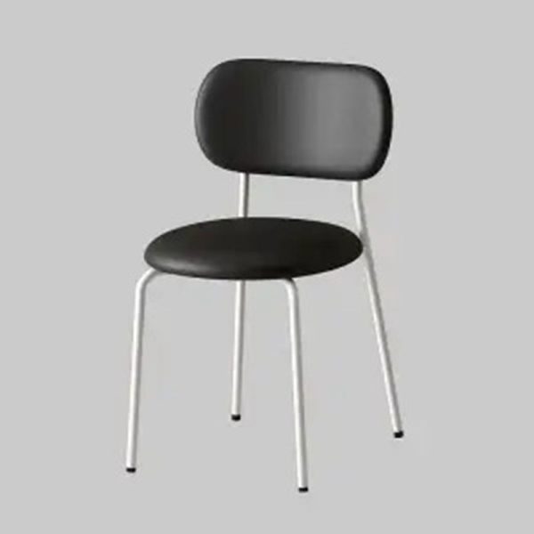 Contemporary Scandinavian Round Leather Iron Legs Stackable Dining Chair Backrest For Dining Room - Image 16