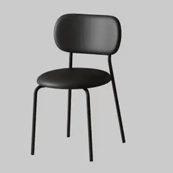 Contemporary Scandinavian Round Leather Iron Legs Stackable Dining Chair Backrest For Dining Room - Image 17