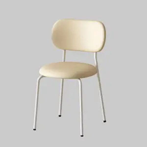Contemporary Scandinavian Round Leather Iron Legs Stackable Dining Chair Backrest For Dining Room - Image 18