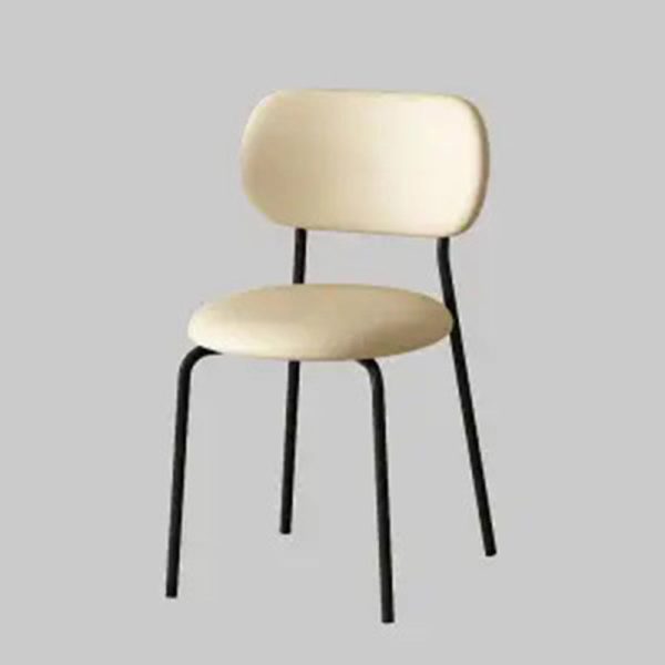 Contemporary Scandinavian Round Leather Iron Legs Stackable Dining Chair Backrest For Dining Room - Image 19
