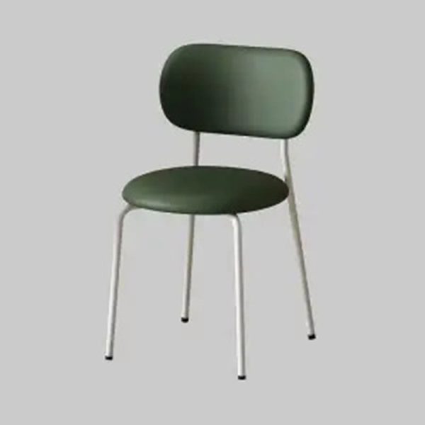 Contemporary Scandinavian Round Leather Iron Legs Stackable Dining Chair Backrest For Dining Room - Image 20