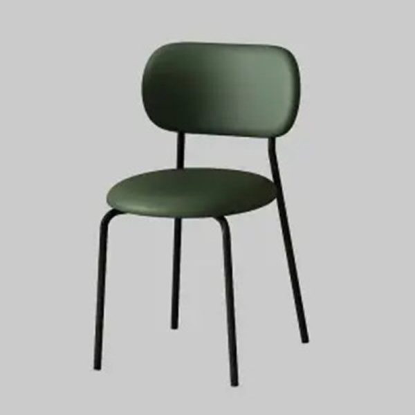 Contemporary Scandinavian Round Leather Iron Legs Stackable Dining Chair Backrest For Dining Room - Image 22