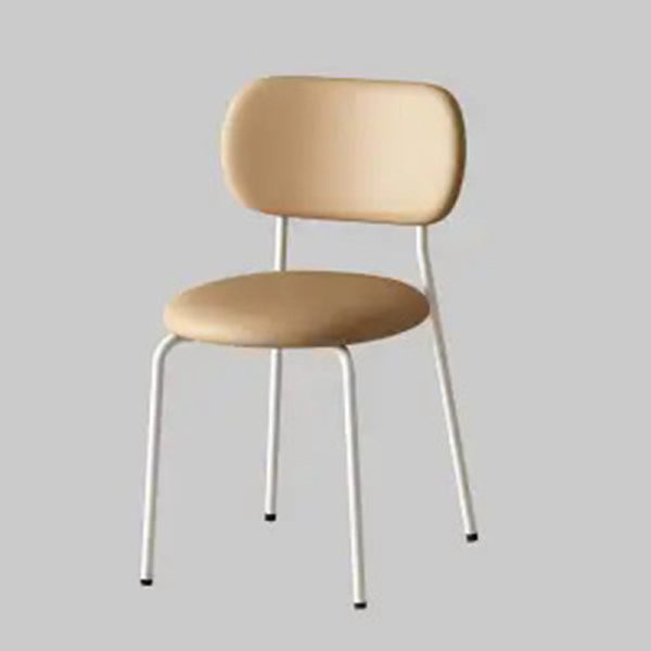 Contemporary Scandinavian Round Leather Iron Legs Stackable Dining Chair Backrest For Dining Room - Image 23