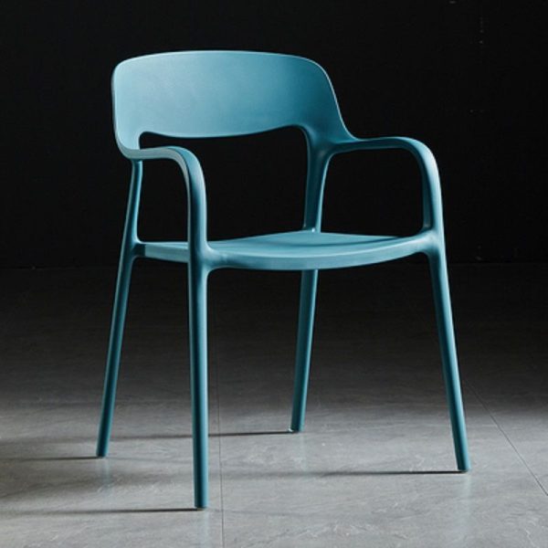 Contemporary Nordic Square Plastic Stackable Dining Chair Backrest Armrest For Dining Room - Image 24