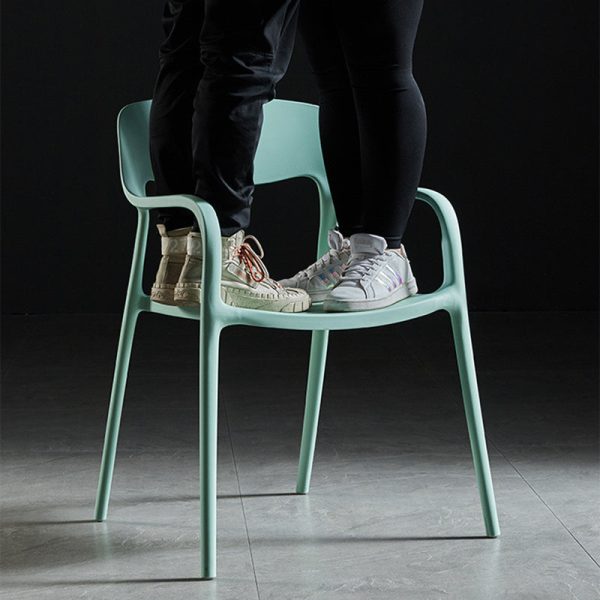 Contemporary Nordic Square Plastic Stackable Dining Chair Backrest Armrest For Dining Room - Image 9