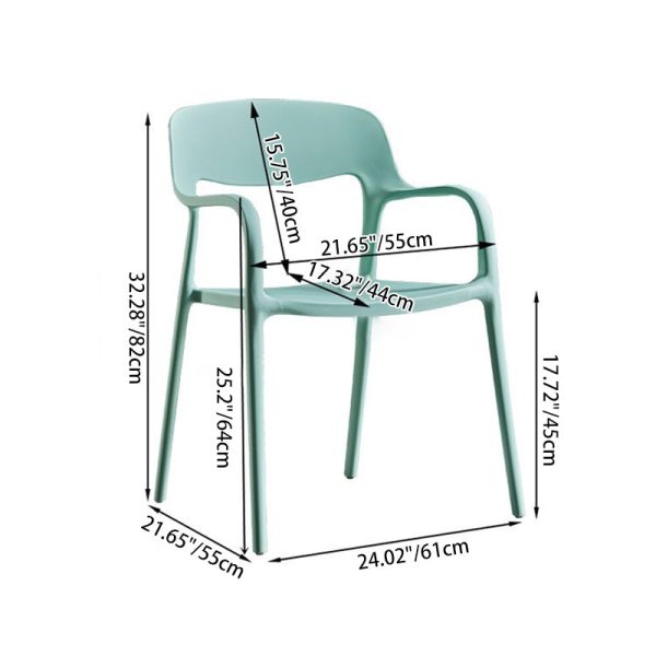 Contemporary Nordic Square Plastic Stackable Dining Chair Backrest Armrest For Dining Room - Image 4