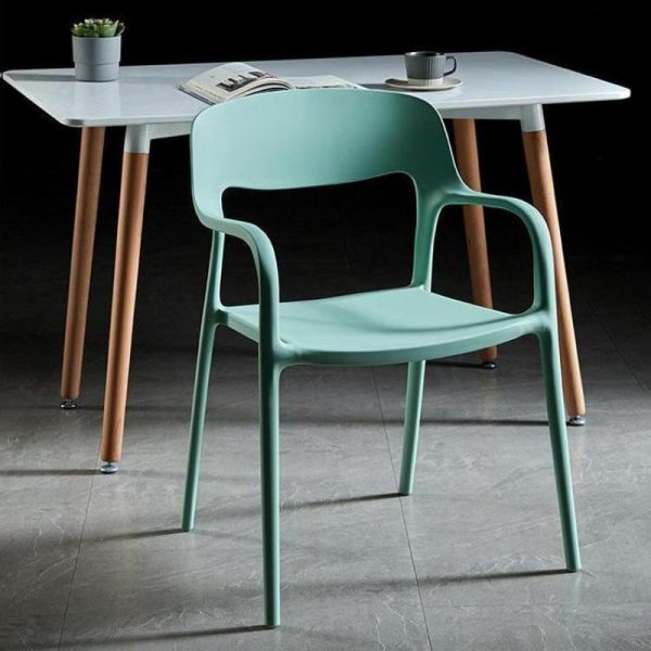 Contemporary Nordic Square Plastic Stackable Dining Chair Backrest Armrest For Dining Room - Image 3