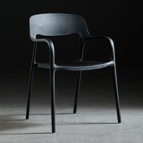 Contemporary Nordic Square Plastic Stackable Dining Chair Backrest Armrest For Dining Room - Image 17