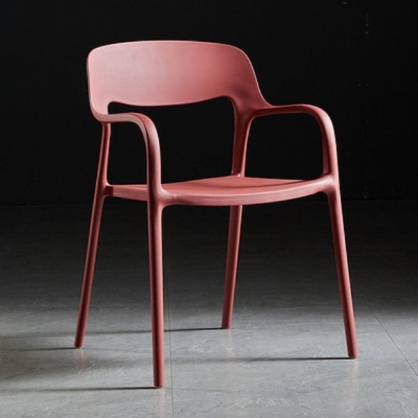Contemporary Nordic Square Plastic Stackable Dining Chair Backrest Armrest For Dining Room - Image 18