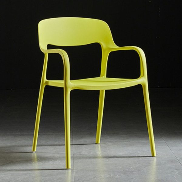Contemporary Nordic Square Plastic Stackable Dining Chair Backrest Armrest For Dining Room - Image 19