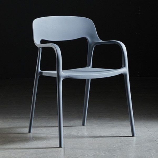 Contemporary Nordic Square Plastic Stackable Dining Chair Backrest Armrest For Dining Room - Image 20