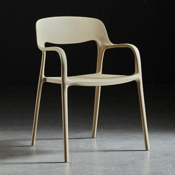 Contemporary Nordic Square Plastic Stackable Dining Chair Backrest Armrest For Dining Room - Image 21
