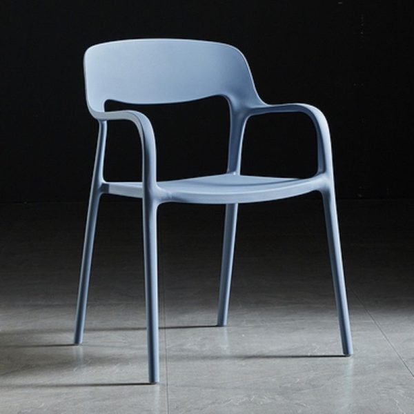 Contemporary Nordic Square Plastic Stackable Dining Chair Backrest Armrest For Dining Room - Image 22
