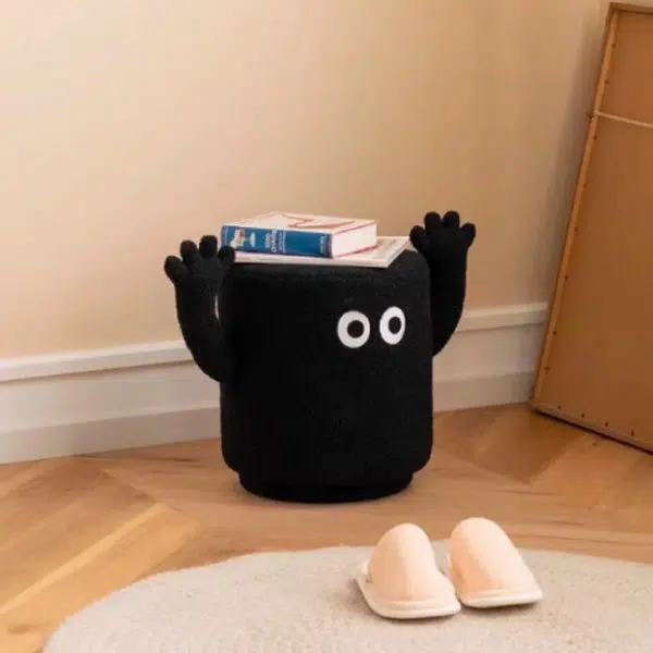 Contemporary Creative Lamb Fleece Cylinder Pouf Footstool For Entryway - Image 10