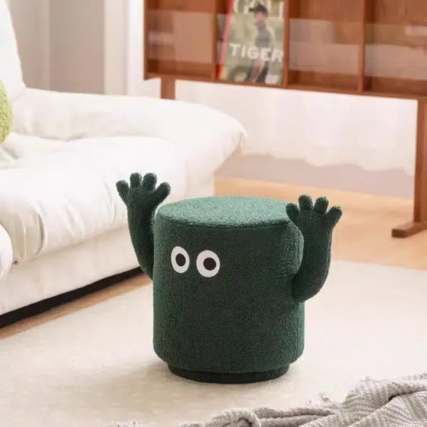 Contemporary Creative Lamb Fleece Cylinder Pouf Footstool For Entryway - Image 13