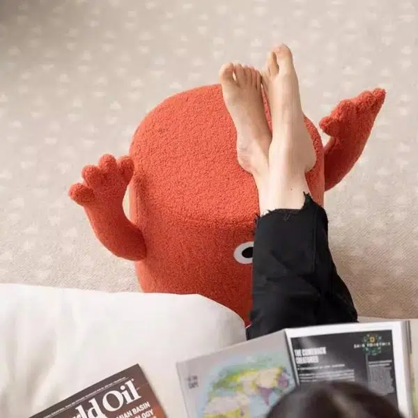 Contemporary Creative Lamb Fleece Cylinder Pouf Footstool For Entryway - Image 8