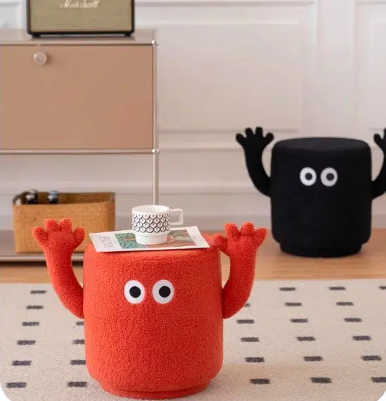 DFM-Chair-FL04669-8.jpg Contemporary Creative Lamb Fleece Cylinder Pouf Footstool For Entryway - Image 1