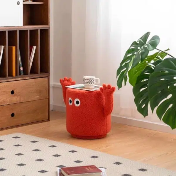 Contemporary Creative Lamb Fleece Cylinder Pouf Footstool For Entryway - Image 11