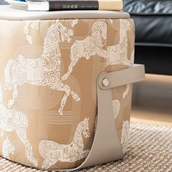 Contemporary Luxury Square Leather Pouf Footstool For Entryway - Image 7