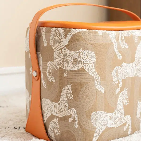 Contemporary Luxury Square Leather Pouf Footstool For Entryway - Image 6