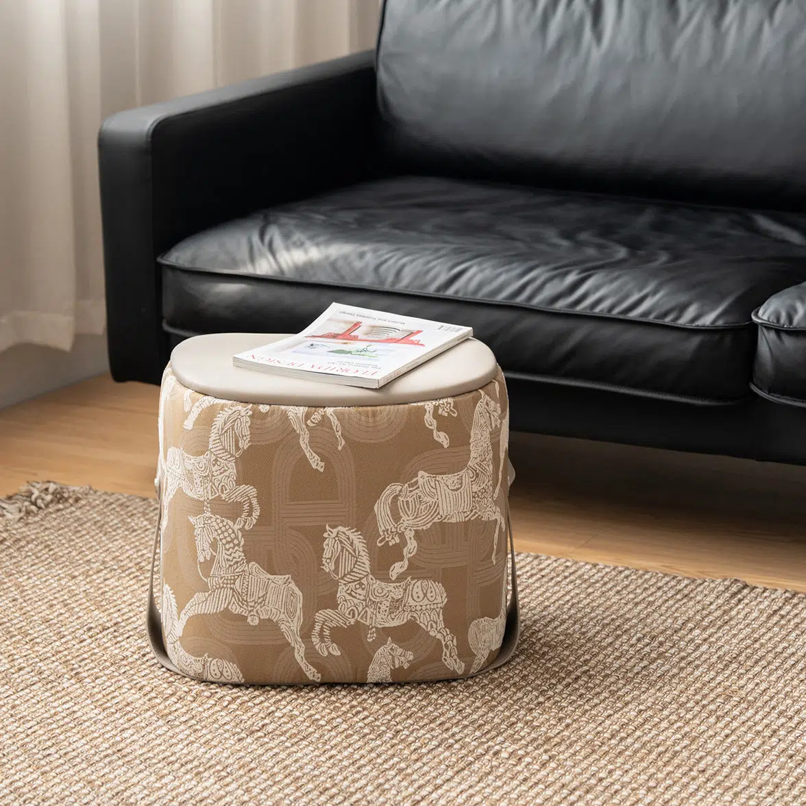 DFM-Chair-FL04670-18.jpg Contemporary Luxury Square Leather Pouf Footstool For Entryway - Image 1