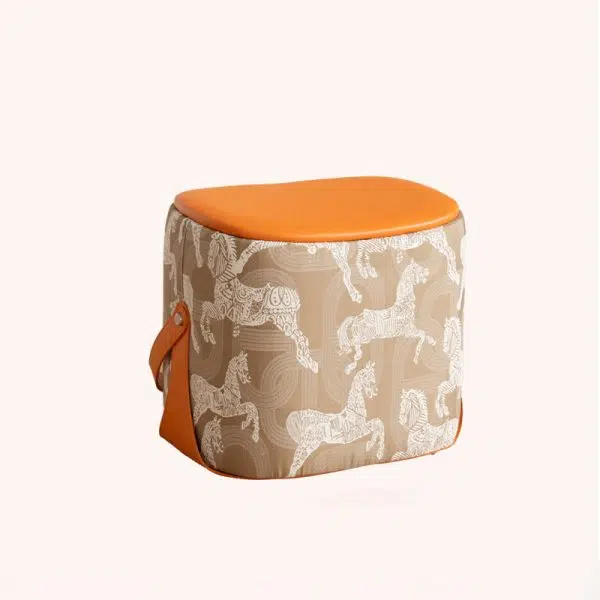 Contemporary Luxury Square Leather Pouf Footstool For Entryway - Image 20