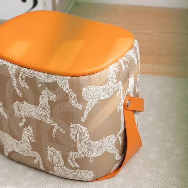 Contemporary Luxury Square Leather Pouf Footstool For Entryway - Image 11